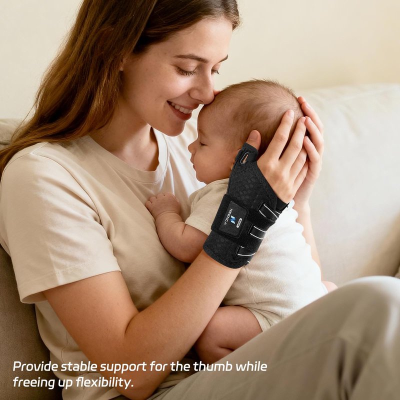 NEENCA Thumb Wrist Brace Support For Women&Men,Thumb Spica Splint For Night Support,Pain Relief For Trigger Thumb,CMC,De Quervains Tenosynovitis,Arthritis. (Black, Small, Left Hand)