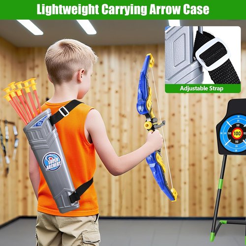 **Skiennix Bow and Arrow Toy Set - 2 Pack with 24 Suction Cup Arrows & Target | Indoor/Outdoor Sports Gift for Ages 4-12**