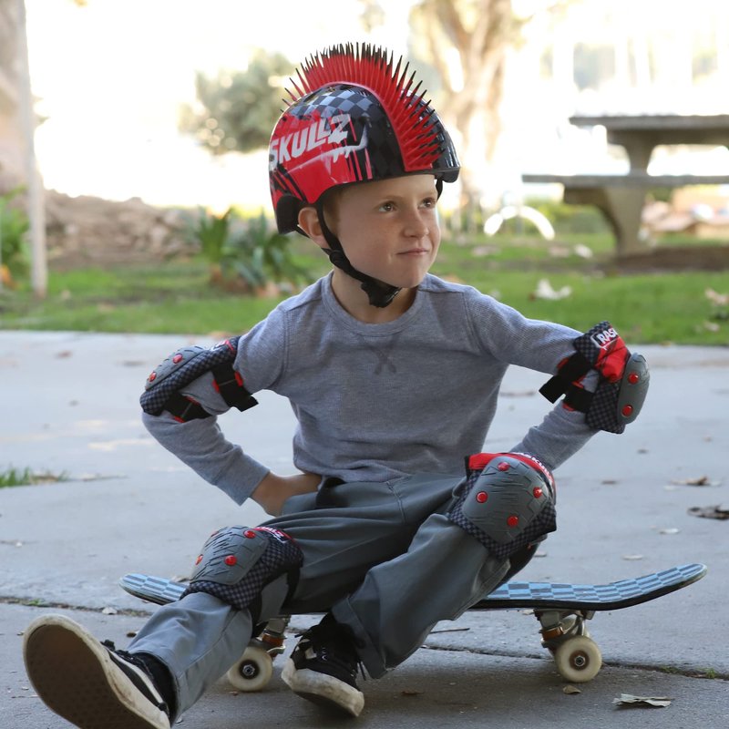 Raskullz Hawk Elbow and Knee Pad Set, Red/Black