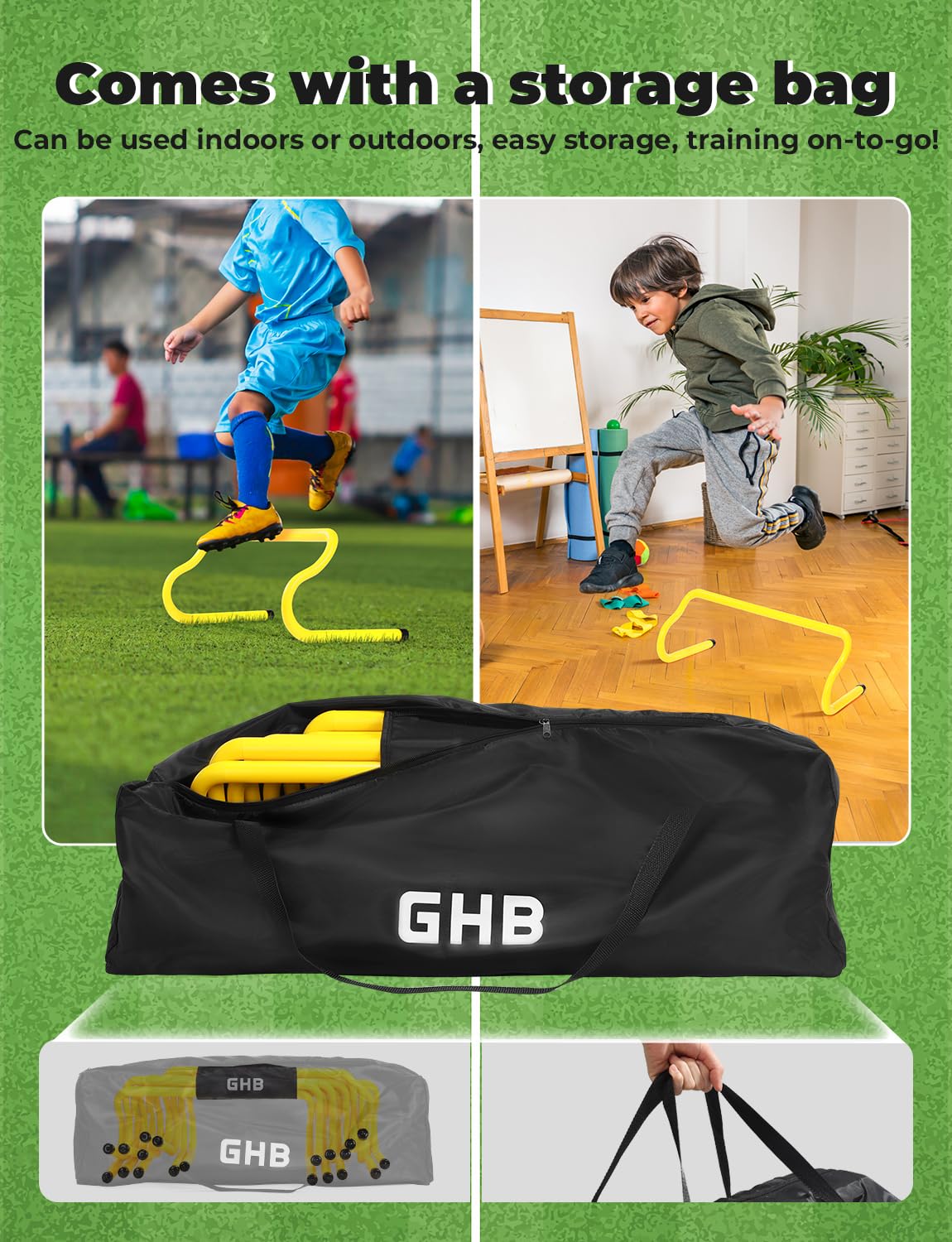 GHB 10 Pack 8" Agility Hurdles Speed Agility Training Hurdles, Detachable Sturdy Hurdles Training Equipment Set with Carry Bag for Kids,Athletes,Soccer,Basketball