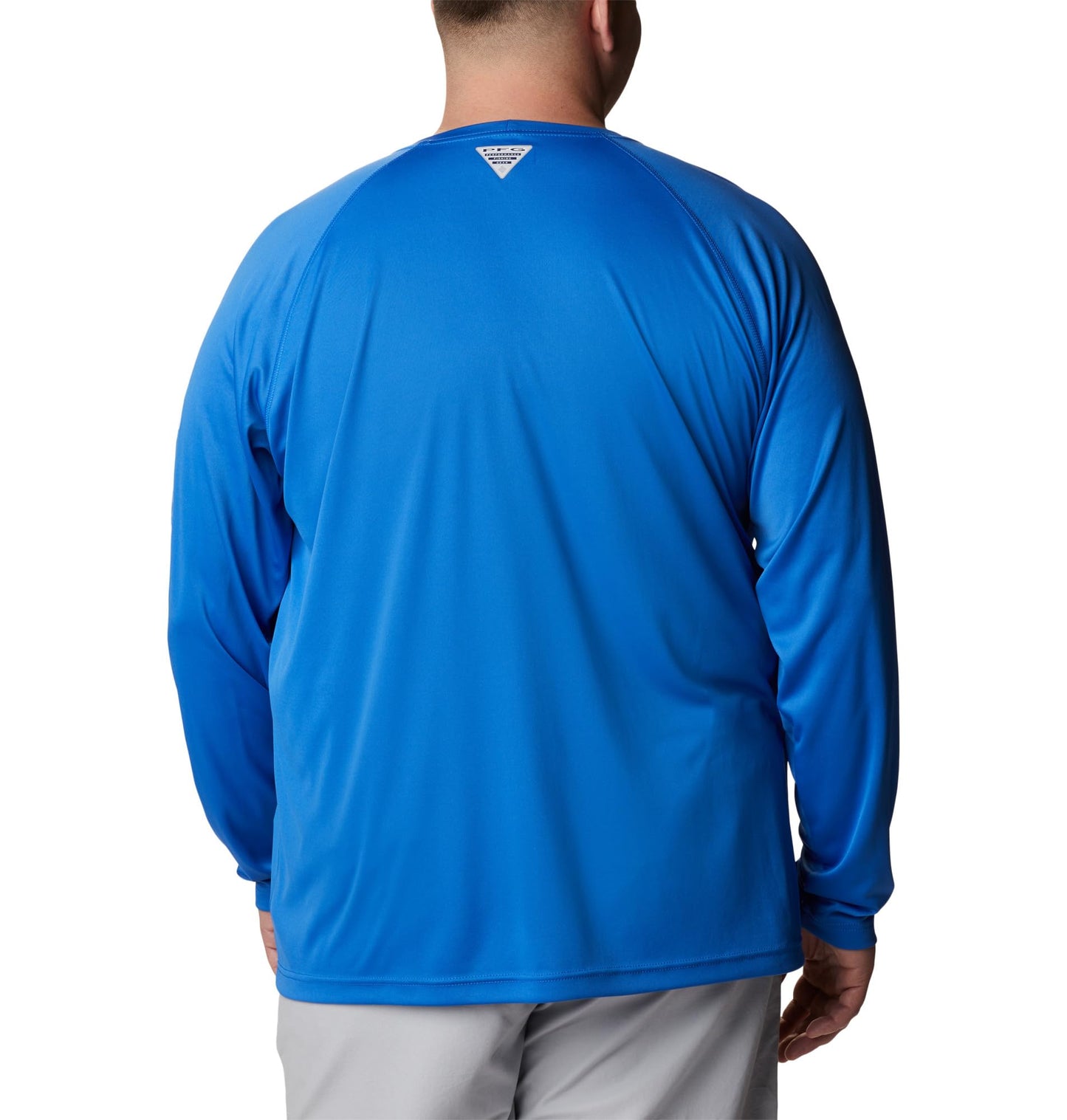 Columbia Men's PFG Terminal Tackle Long Sleeve Fishing Shirt, Vivid Blue/Cool Grey Logo, 4X Tall