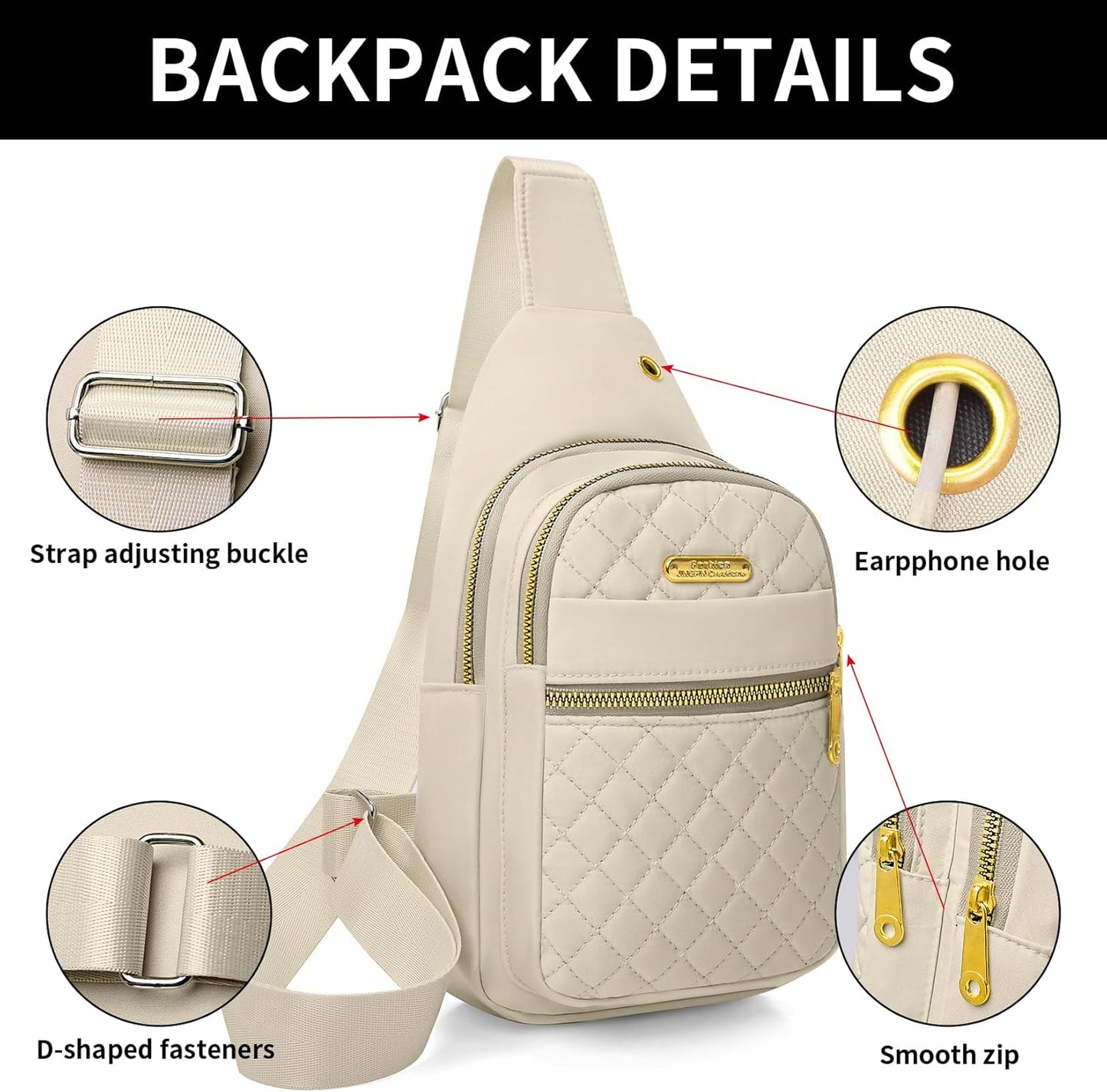 Skiennix Small Sling Bag - Casual Crossbody Backpack for Women & Men | Compact Design, Versatile Use