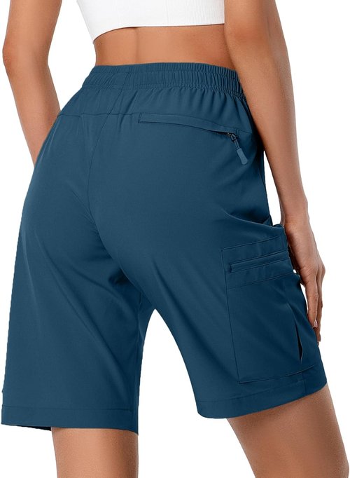 Hugut Women's Quick-Dry Hiking Cargo Shorts - Lightweight Athletic Shorts with Zipper Pockets | Water-Resistant