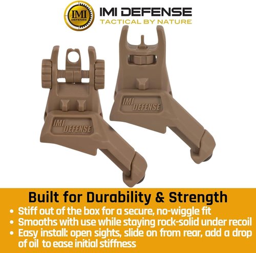 IMI Defense TFS Flip-Up Iron Sights - Polymer Backup Set with Dual Aperture & 45-Degree Offset (FDE)