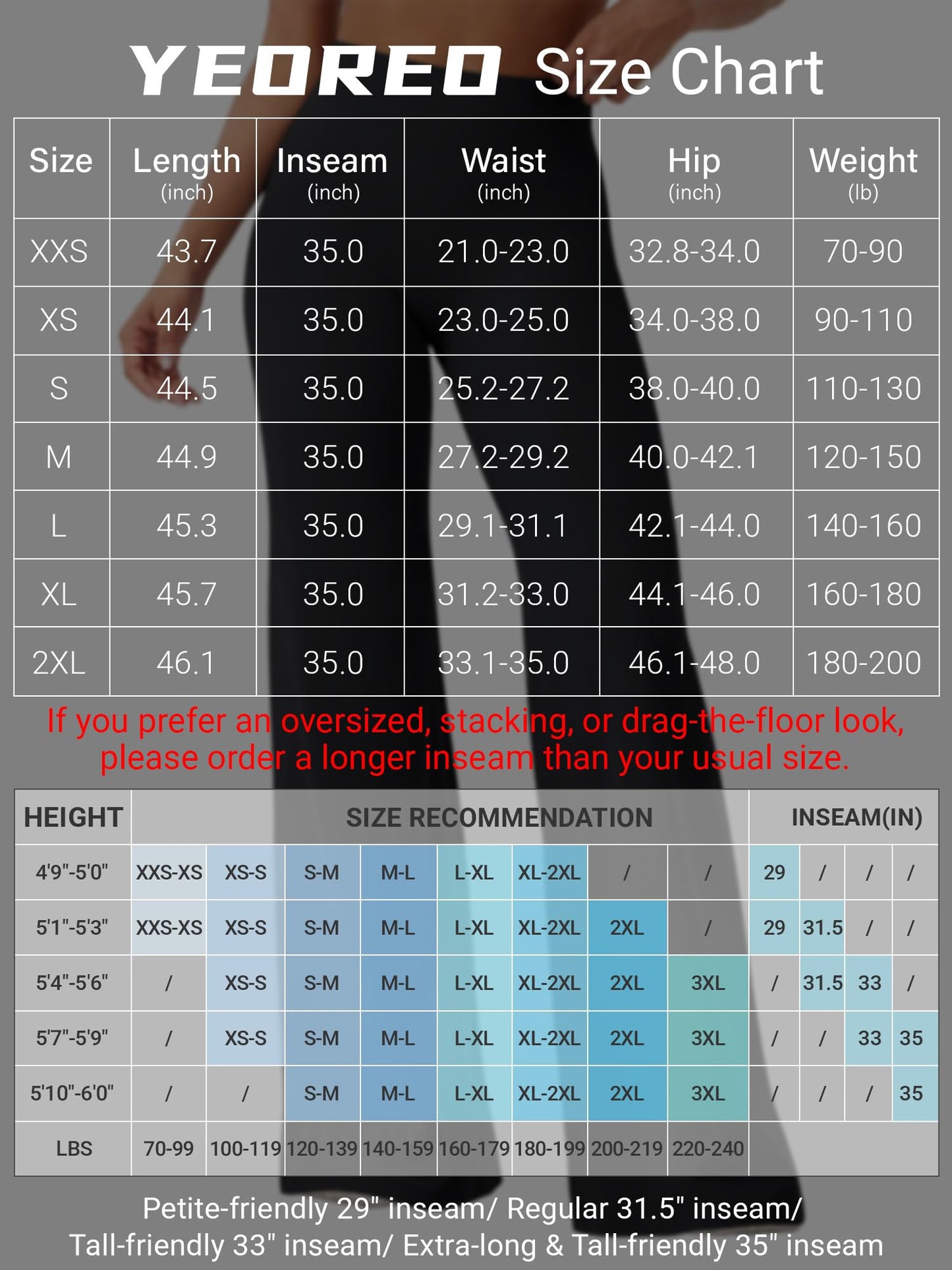 YEOREO Workout Leggings Womens No Front Seam Straight Leggings 35" High Waist Buttery Eddiy Gym Yoga Pants Navy Blue L