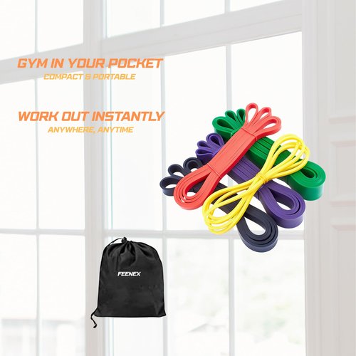 FeeNex Resistance Bands for Men and Women - Exercise Set for Fitness Training, Body Stretching, Physical Therapy, Muscle Building, Strength Training