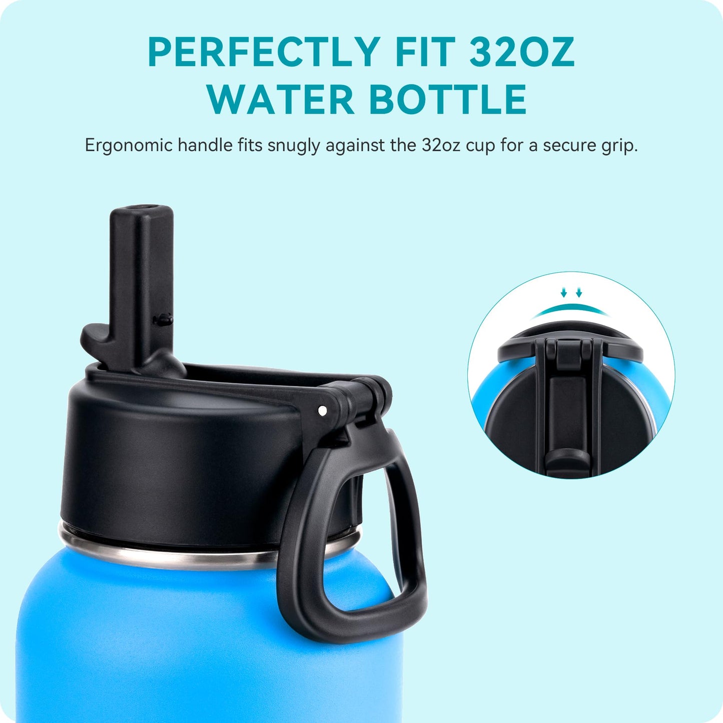 Soledea 2 Pcs Straw Lid for Hydro Flask Wide Mouth, Lids for Hydroflask 12 16 18 20 32 40 oz Wide Mouth, Replacement Straw Cap for Hydroflask