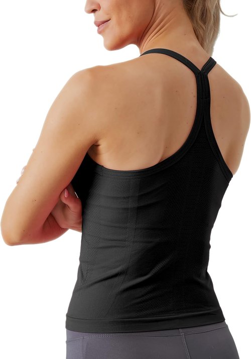 MathCat Workout Tank Tops - Sleeveless Yoga Tops with Built-In Bra | Seamless Racerback Design