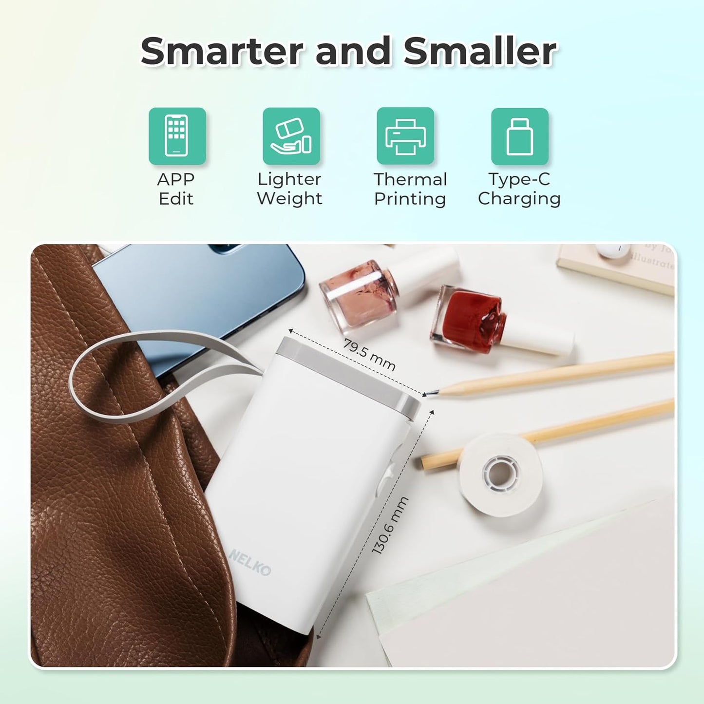 Nelko Label Maker - P21 Bluetooth Mini Printer with Multiple Templates | Wireless, Compact, White