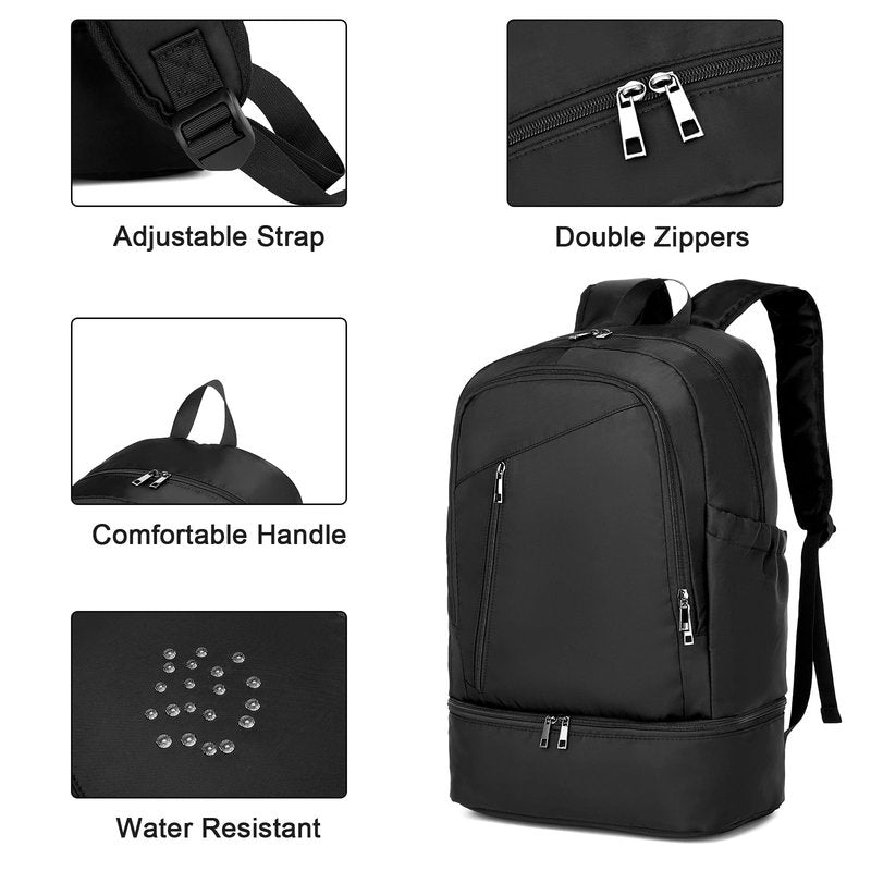 seyfocnia Gym Backpack for Men,Waterproof Gym Bag With Shoe Compartment Lightweight Travel Bag Sports Backpack Casual Daypack-Black