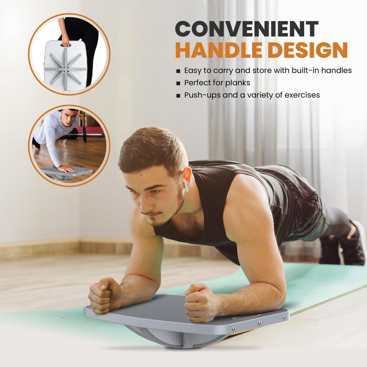 Professional Wooden Balance Board, 360 Degree Portable Wobble Board with Comfortable Surface, Standing Desk Rocker Board for Physical Therapy, Core Strength Stability Training (Advanced 360° Rotation-Modern Gray)