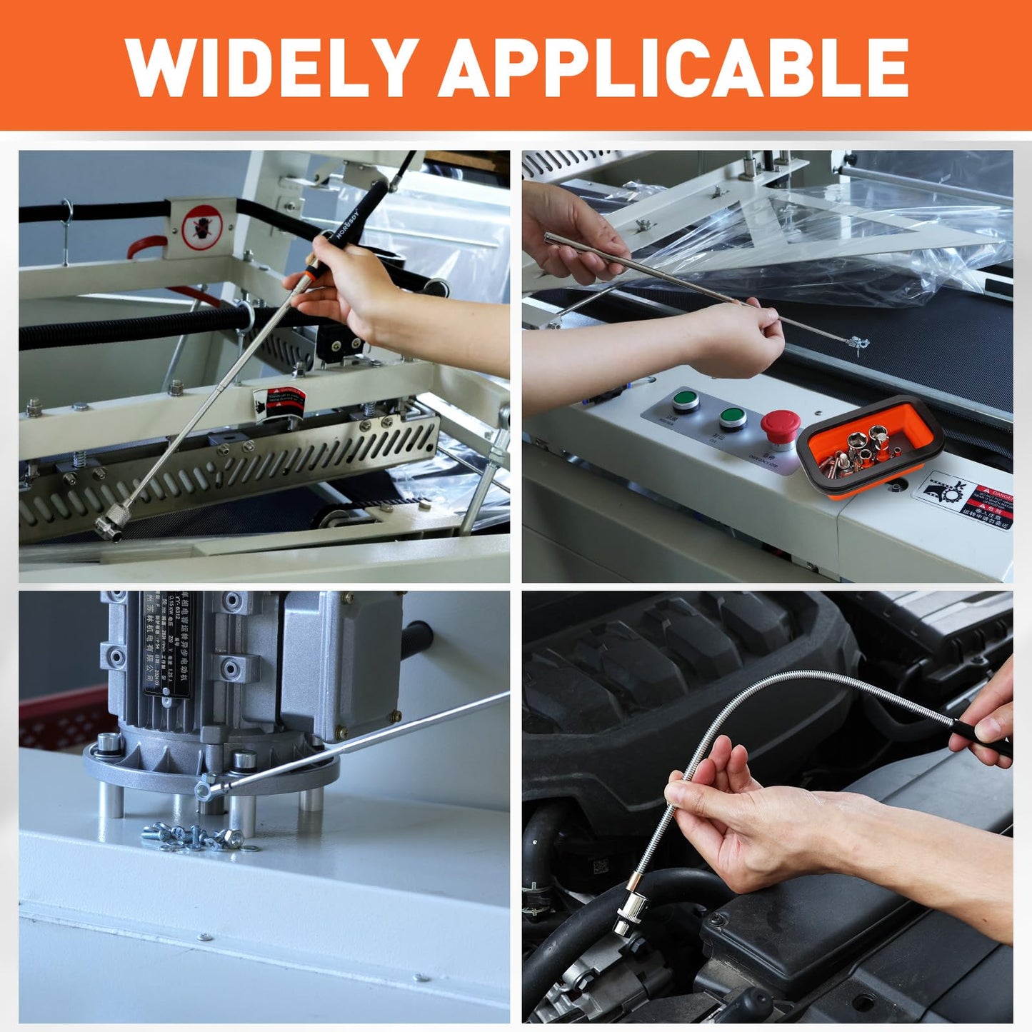 HORUSDY 4 - PIECE Magnetic Pickup Tools Kit | Extendable Telescoping Magnet Pick Up Tool Set 7-30.5” & 5-25” | Bend-It Flexible Magnetic Sweeper | Collapsible Parts Tray for Garage Workshop Yard