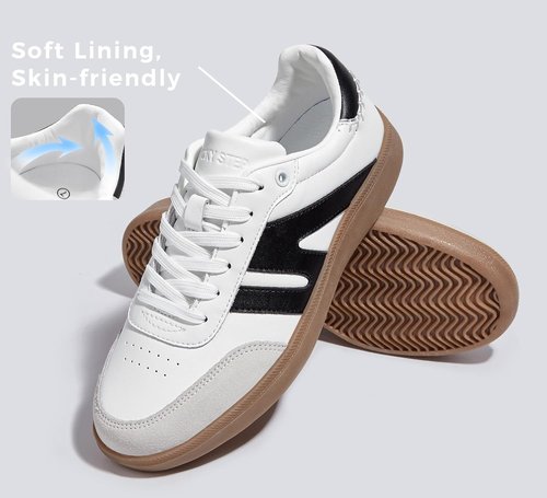 Lucky Step Classic Retro Sneakers - Genuine Leather Casual Tennis Shoes | Anti-Slip Gum Sole