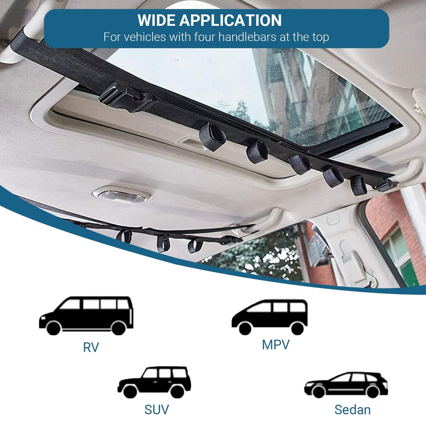 Shine123 Vehicle Fishing Rod Holder Strap, Outdoor Rod Racks Accessories for SUV, Wagons, Wrangler, 2 Pcs