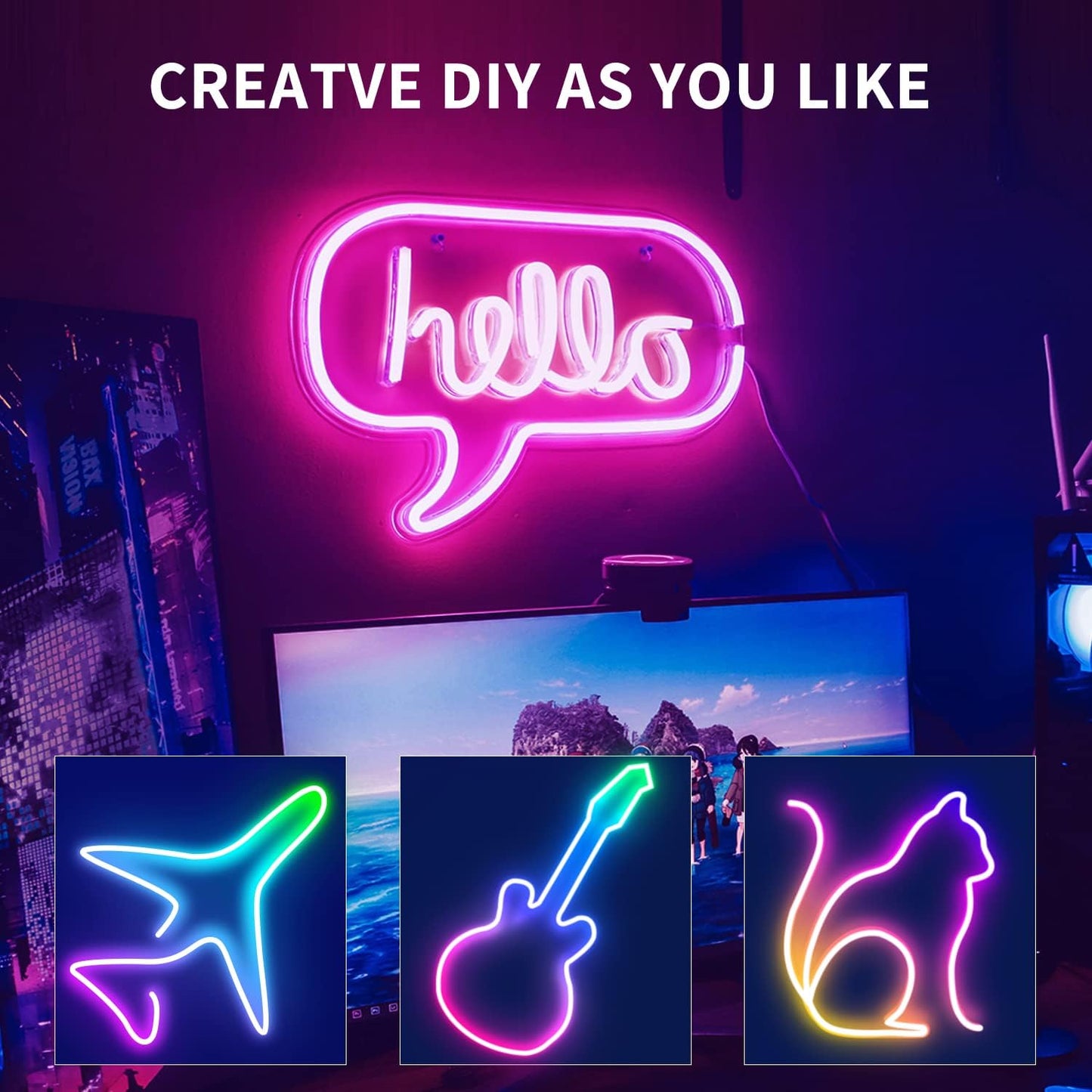 50ft RGB LED Neon Rope Lights with Remote & APP Control - Waterproof Flexible Strip for Bedroom & Outdoor Décor
