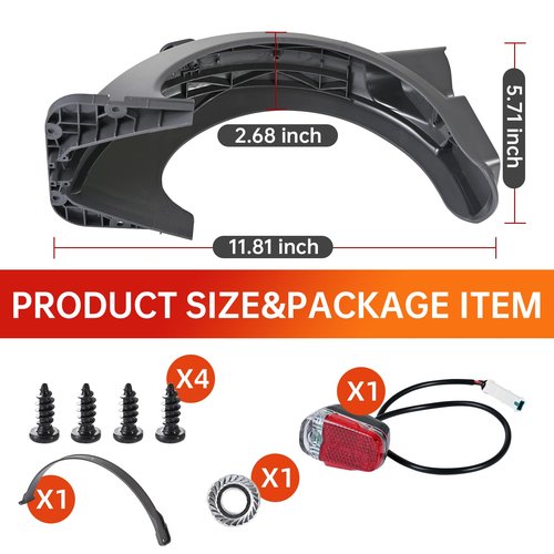 Yungeln Scooter Rear Mudguard with Rear LED Brake Light Rear Compatible with Segway Ninebot Max G30/Max G30 E/G30 LP Electric Scooter