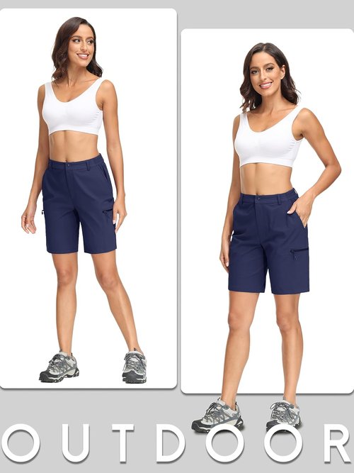 MAGCOMSEN Women's Hiking Shorts - Quick Dry Lightweight Athletic Shorts with 4 Pockets | Summer Casual Wear