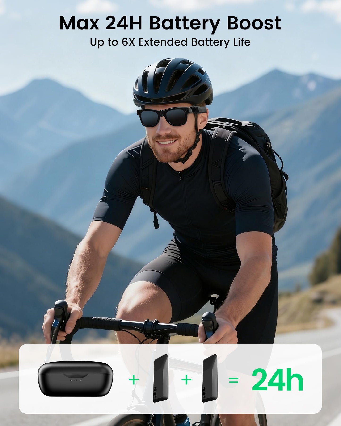TRANSNOVO Wearable Charger Compatible with RayBan Meta Smart Glasses, 1600mAh Charge While Wearing 24H Extended Battery Pack, Portable Magnetic Charging Accessories for Wayfarer, Skyler Gen 1 & Gen 2