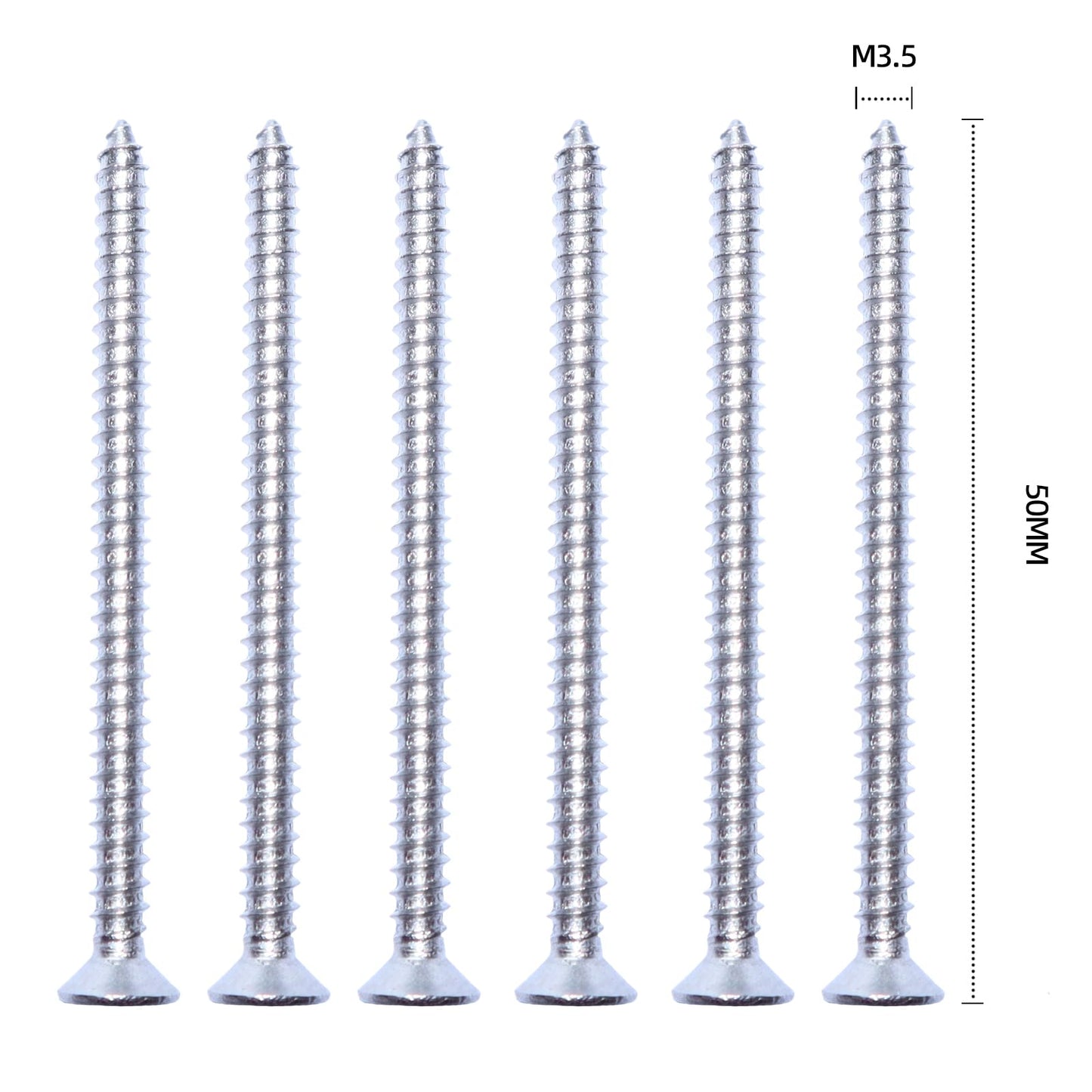 #6 x 2" Stainless Flat Head Phillips Wood Screw, 100 pcs, 18-8 (304) Stainless Steel Screws by NIANXIHAN (M3.5 x 50mm)
