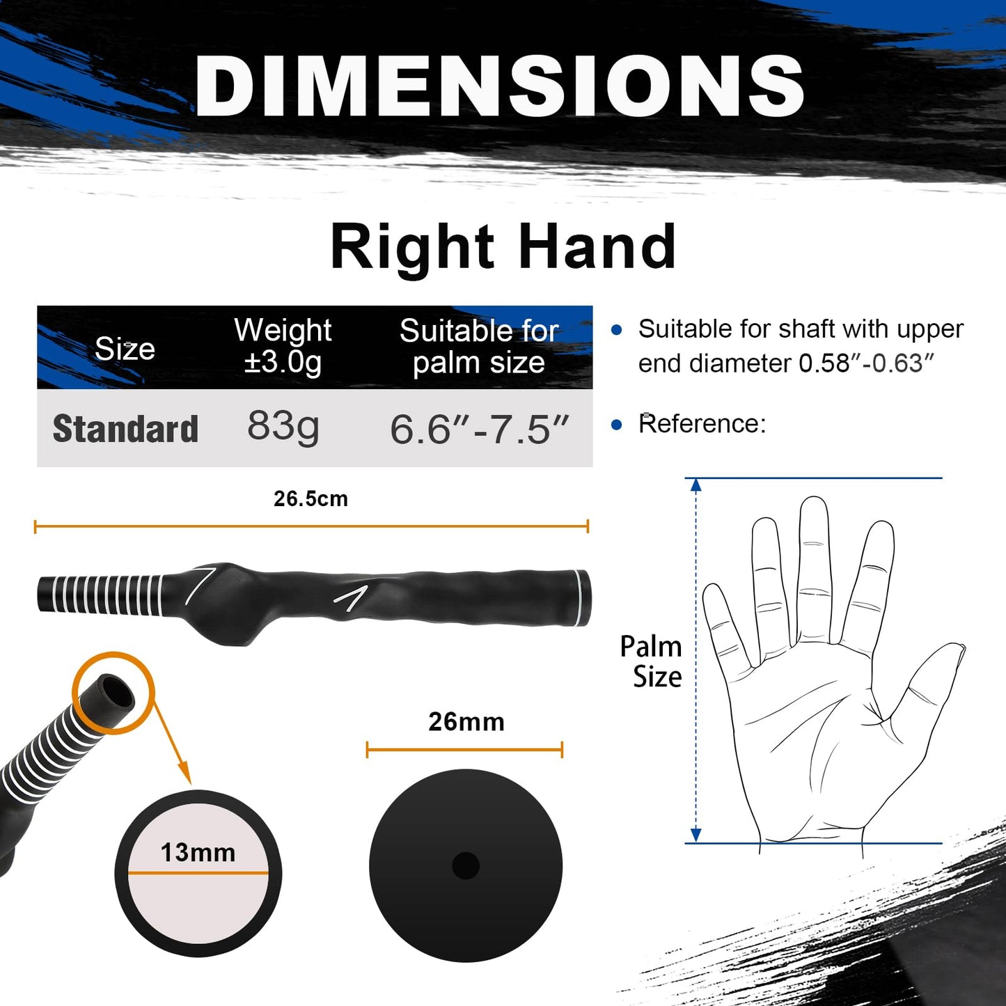 KALAUTO Golf Training Grip Right-Handed | Golf Grip Trainer | Golf Swing Training Grip Trainer,Standard Sized (Right-Hand 2PCS)