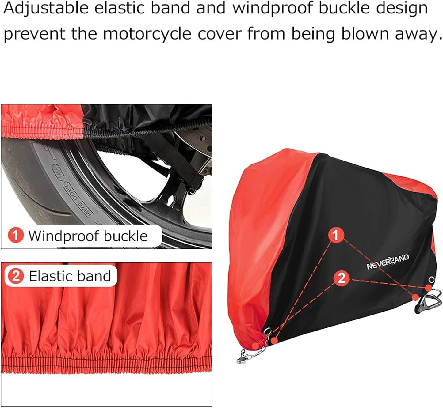 Neverland Motorcycle Cover - Waterproof All-Season Heavy-Duty Protection | Fits Most Bikes Up to 86”