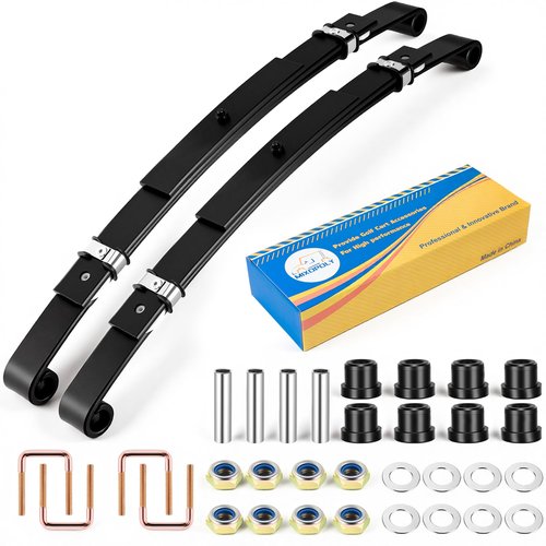 Mixopoly 3-Leaf Golf Cart Rear Spring Kit Heavy Duty for EZGO TXT 1994-2013 with Bushings, Sleeves & U Bolts Replace OEM 70247-G01 70474-G01 70505-G01 603109