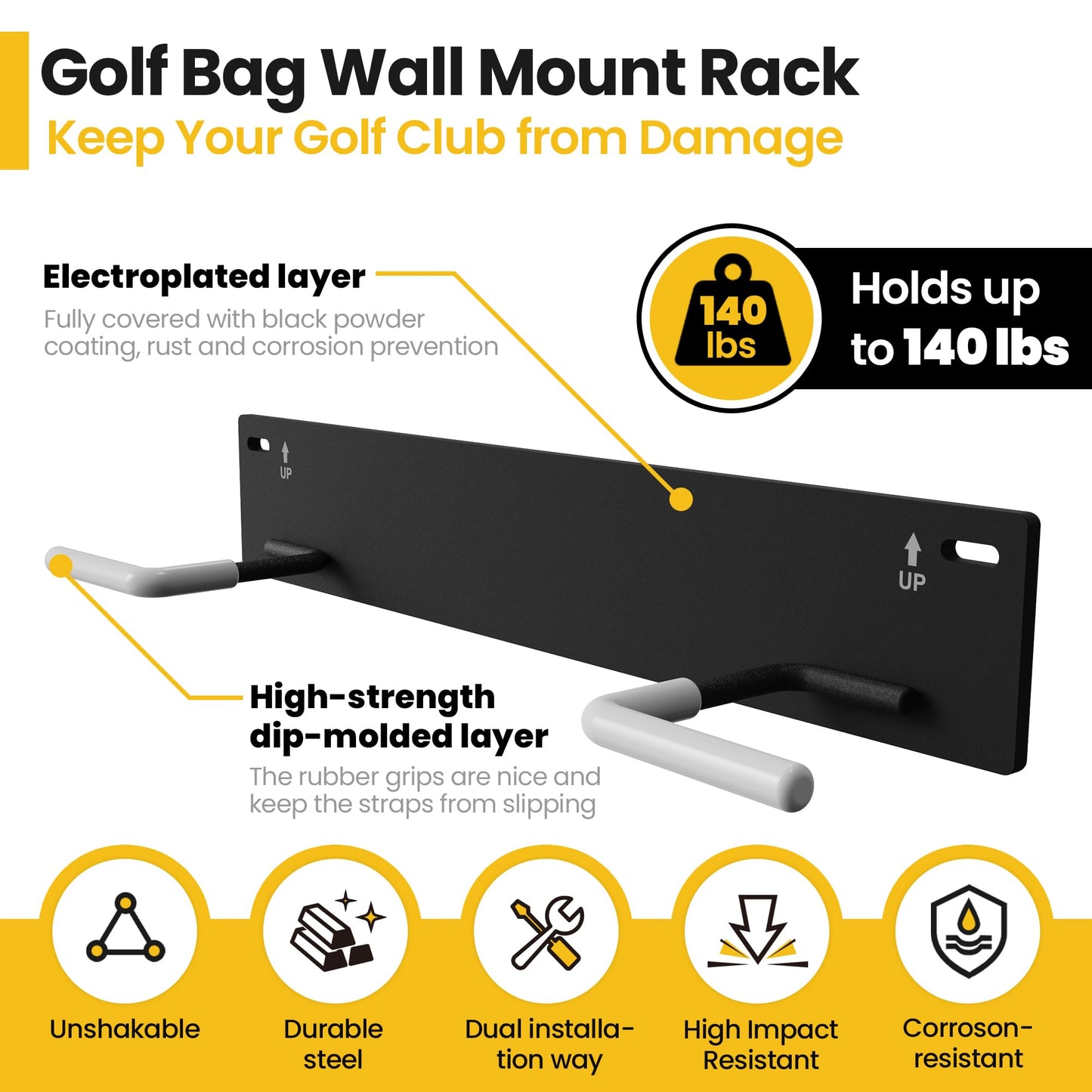Chenteel Golf Bag Storage Rack for Garage Wall Mount,Golf Bag Garage Organizer,Golf Club Rack for Garage,Golf Bag Hanger/Holder/Hook,Golf Storage System & Accessories (2 Pack)