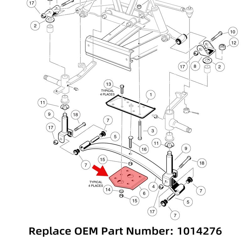Roykaw Golf Cart Front Spring Retainer Plate Compatible with Club Car DS 1992-up Gas & Electric Golf Carts, Replace OEM# 1014276