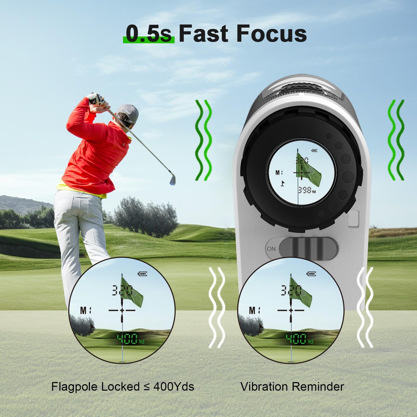 PEAKPULSE 1200 Yds Golf Rangefinder Easy to Clean Slope Magnet Rechargeable 6X Magnification Distance Range Finders Flag Pin Locked Vibration Golfer Gifts Accessories