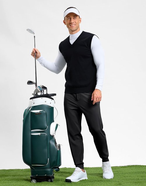 G Gradual Men's Golf Joggers - Slim Fit Stretch Sweatpants with Zipper Pockets | Perfect for Work & Running