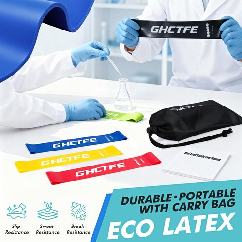 GHCTFE 50PCS Resistance Bands Bulk, Latex Elastic Bands for Gym, Schools & Group Members Sports Class Students Gift, 10 Sets Exercise Loop Bands for Physical Therapy, Pilates, Yoga with Storage Bags