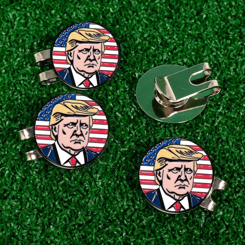 Mr. President Patriotic Golf Ball Markers with Hat Clip - American Flag & Eagle Design