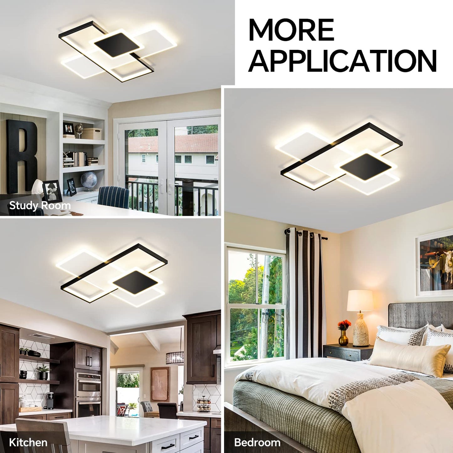 20.5in Dimmable Modern LED Flush Mount Ceiling Light, 3000K-6500K 3-Color Modern LED Ceiling Lamps with Remote Control, 63W Squares Acrylic Ceiling Light for Kitchen Living Dining Room Bedroom