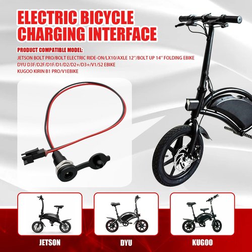 Electric Bike Charging Port for Jetson Bolt Pro/Bolt Electric Ride-On/LX10/Axle 12''/Bolt Up 14'' Folding Ebike and DYU D3F/D2F/D1F/D1/D2/D2+/D3+/V1/S2 Ebike and Kugoo Kirin B1 Pro/V1EBike