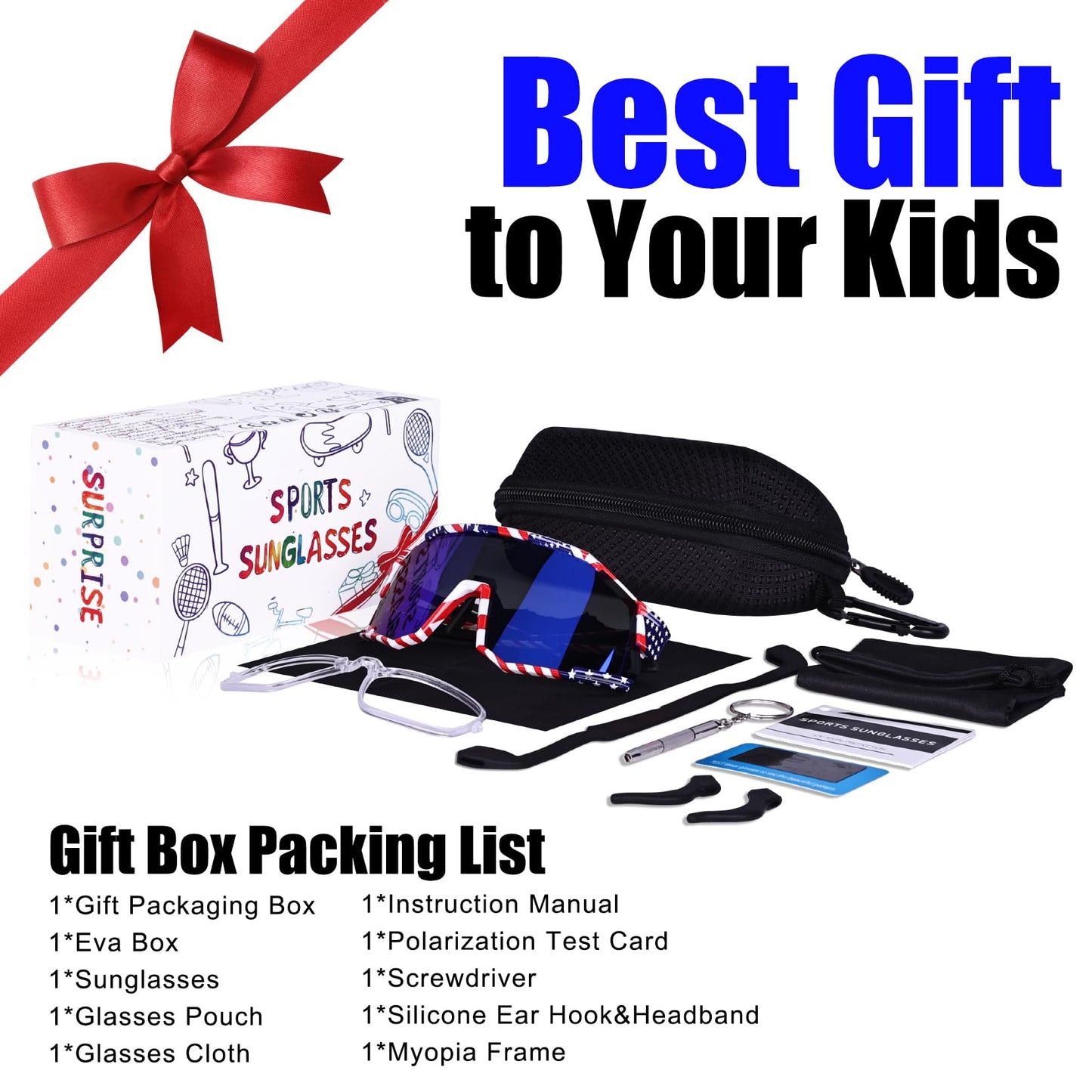 AJBAY Polarized Kids Sunglasses, Youth Baseball Sunglasses Ultra-Light TR90 Frame UV400 Sports Cycling Glasses for Boys Girls
