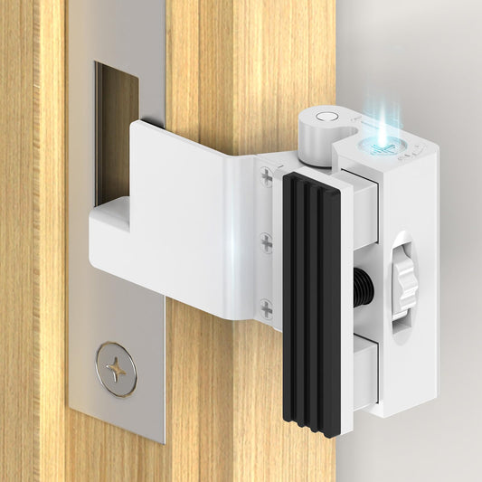 StickNGo Upgraded Portable Security Door Reinforcement Lock - No Drilling Flip Lock Latch Prevents Unauthorized Entry Fits Inward-Opening Doors, Apartment, Hotel, Travel (White-1 Pc)