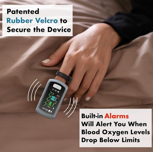 EMAY Sleep Oxygen Monitor - Bluetooth Pulse Oximeter with 72-Hour Memory & App for SpO2 Tracking