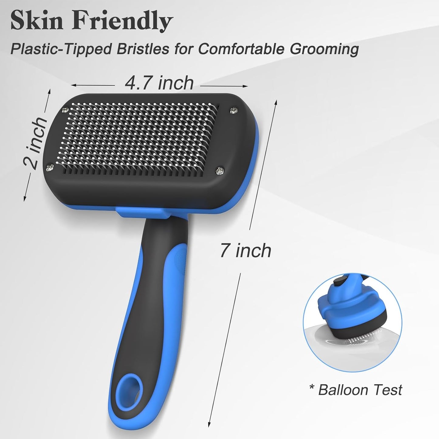 Swihauk Self-Cleaning Slicker Brush - Skin-Friendly Deshedding Tool for Dogs & Cats | Blue