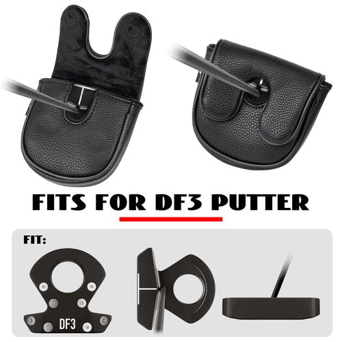 Craftsman Golf Black Center Shaft Mallet Putter Headcover Head Cover Protector Case for DF3 Magnetic Closure (Black)