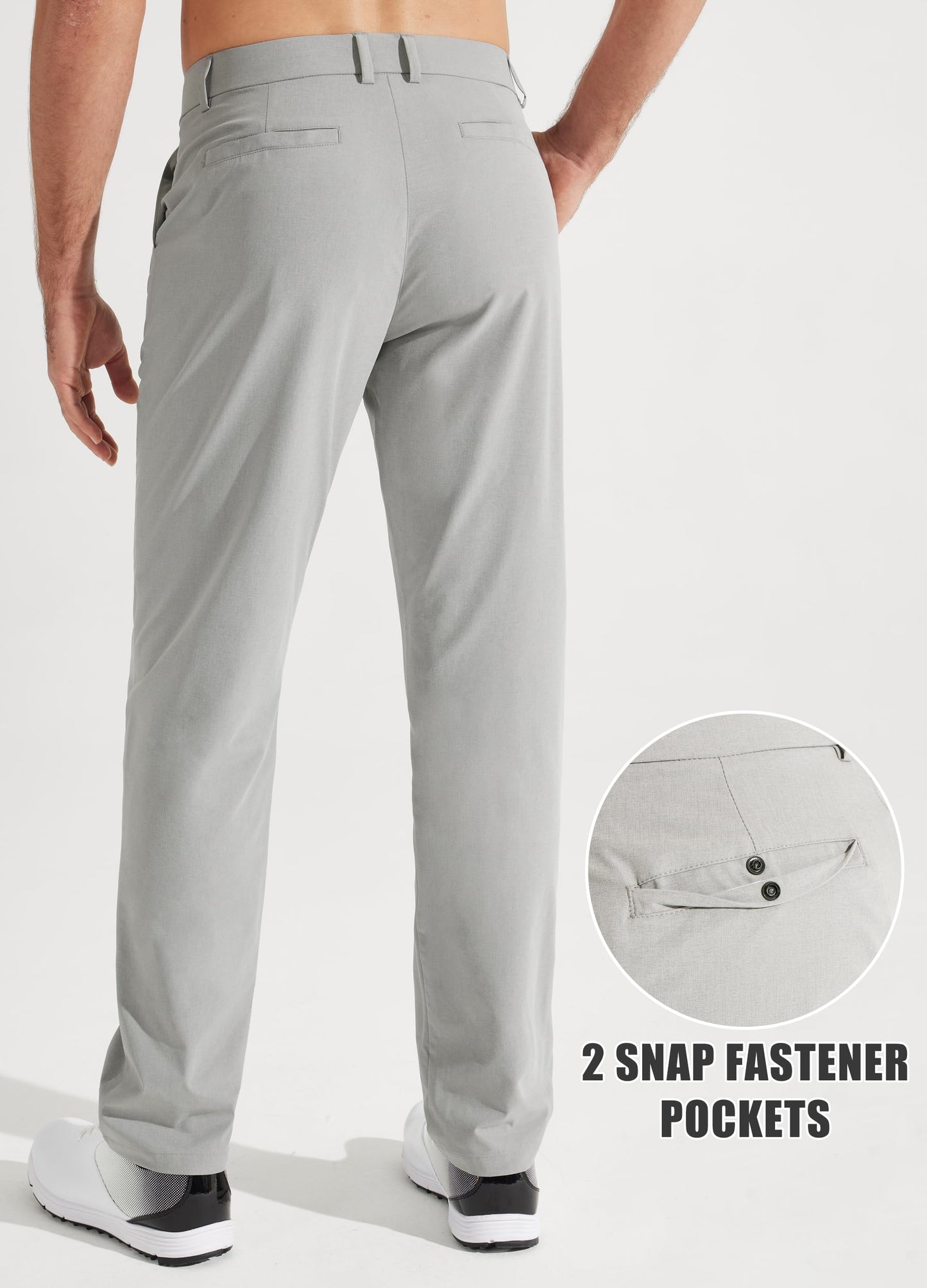Libin Men's Pants 30" Golf Dress Work Slacks Neutral Grey 33W x 30L