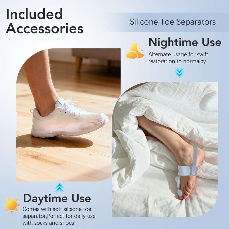 VEVARUN Bunion Corrector for Women Men: Big Toe Straightener Bunion Fix with Adjustable Knob-Orthopedic Bunions Splint Brace Toe Alignment Correction for Hallux Valgus Pain Relief Day/Night 1PCS (Grey)