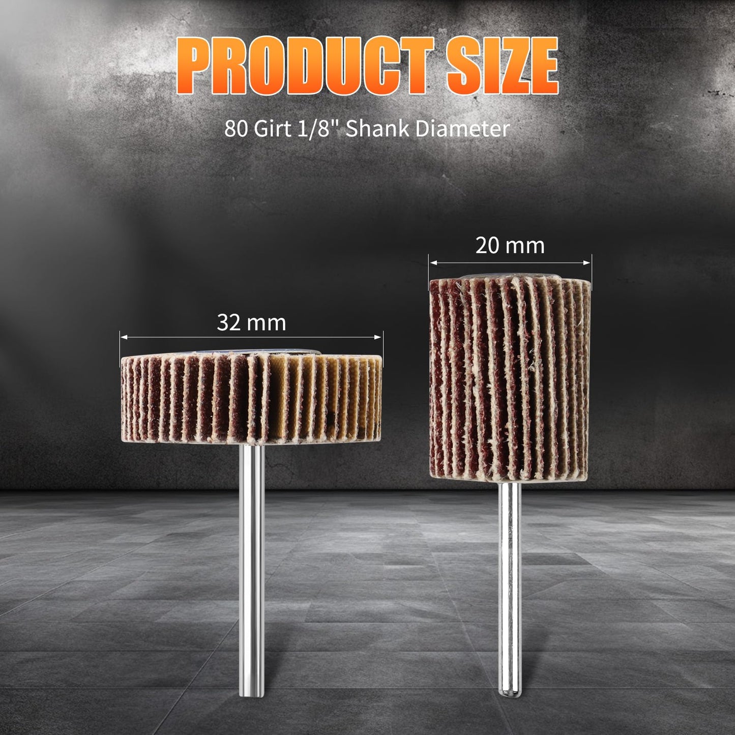 Mixiflor 20 Pcs Flap Wheel Sander Set, 1/8" Shank 80 Grit Flap Wheels for Dremel Rotary Tools