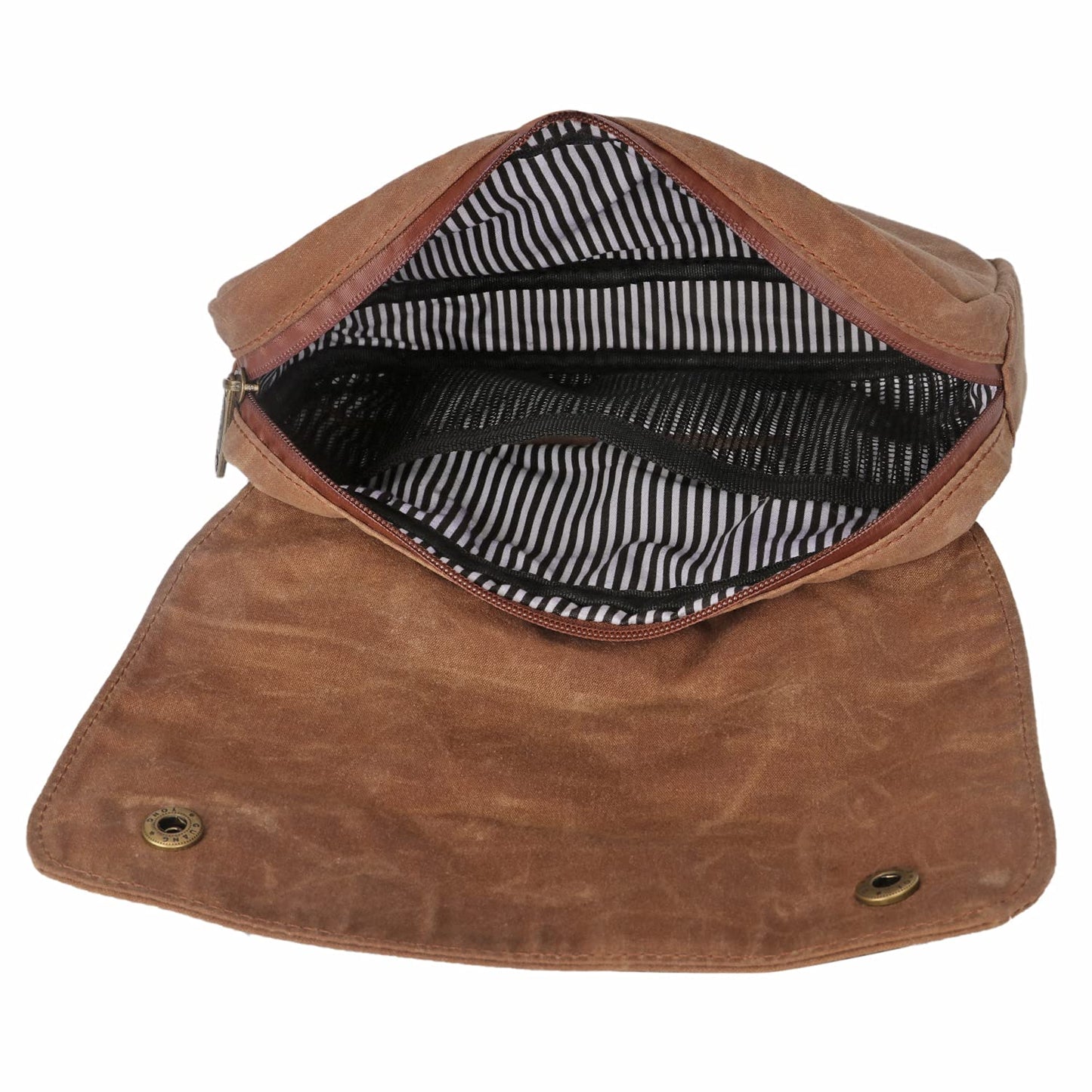 TOURBON Bike Bag Waxed Canvas Bicycle Handlebar Bag Zipper Closure Pouch Crossbar Front Frame Basket Cycling Saddebag Under Seat Strap-on Rear Rack Pannier (Khaki)