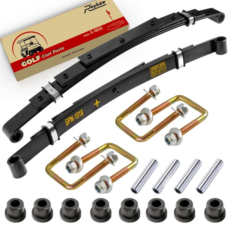 Roykaw Golf Cart Rear Leaf Spring with Bushing, Sleeves and U Bolt kit Compatible with EZGO TXT 1994-up Golf Cart Models, 4 Leaf