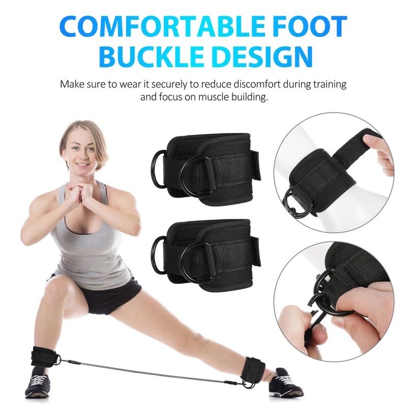 Kisangel Ankle Resistance Bands with Cuffs for Leg Workout Adjustable Ankle Straps for Hip Training and Stability Leg Exercise Bands Resistance for Home Gym Fitness