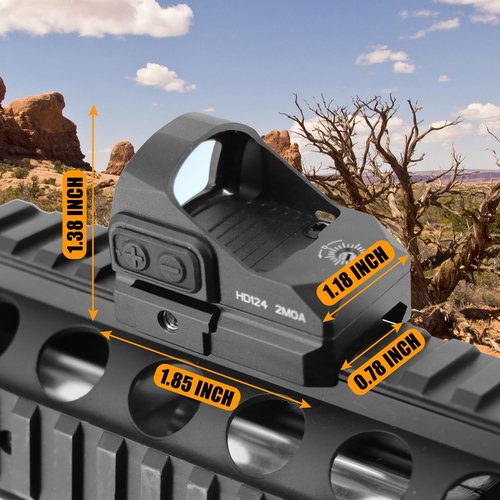 BZTAC Durable Lightweight Compact Parallax Free Waterproof Fogproof Shock Resistant Aluminum Adjustable Idle Auto-Off 4 Post Mount for Rifles, Shotguns 2MOA 20mm Picatinny Rail Red Dot Sight