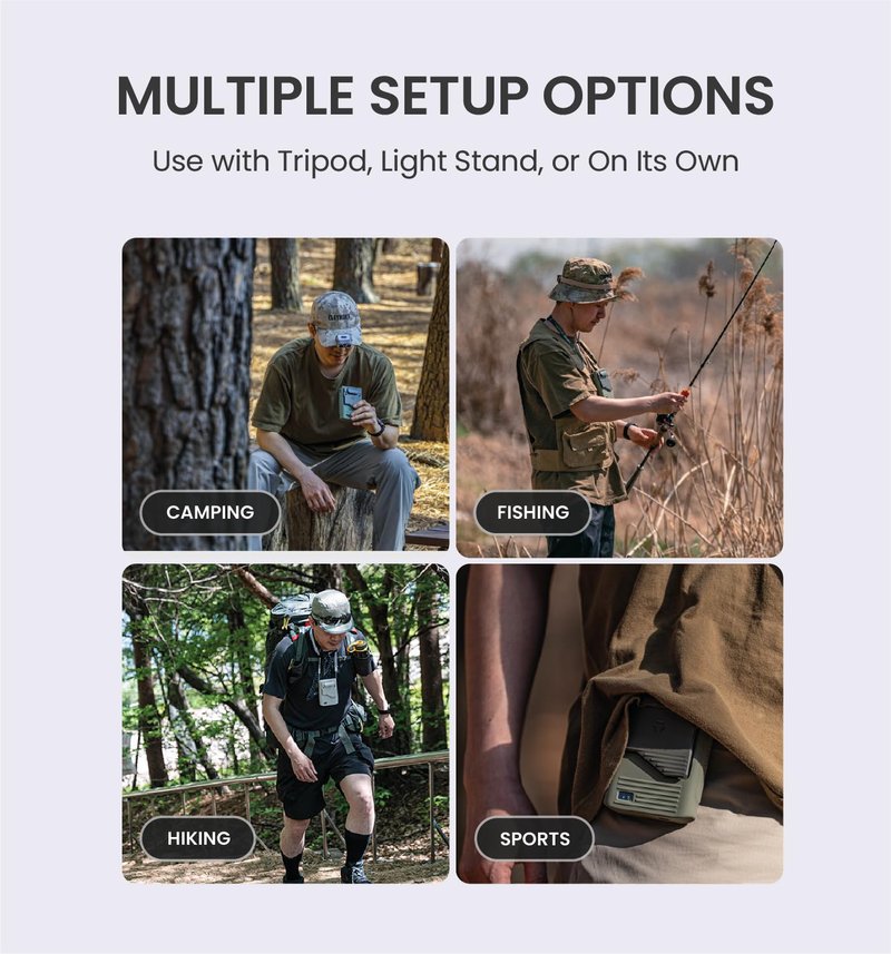 Claymore Clip Fan Khaki – Portable Rechargeable Neck Waist Wearable Fan with 5200mAh Battery, 5-Speed Quiet BLDC Motor, Hands-Free Neck Strap Design, USB-C Charging Camping, Hiking, Outdoor Use