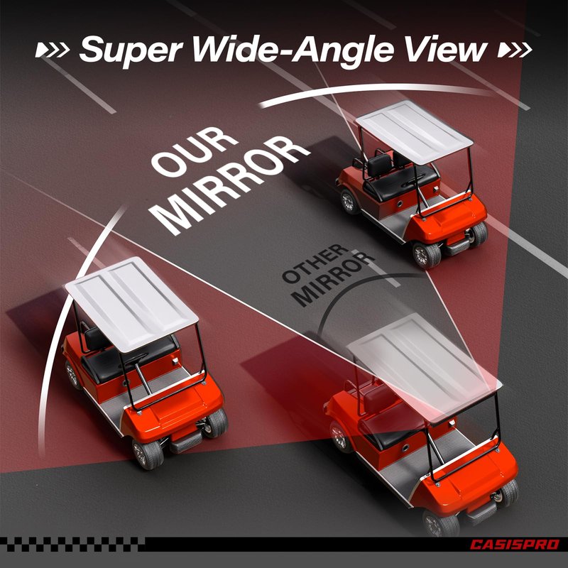 Universal Golf Cart 4 Panel Rear View Mirror for EZGO Yamaha Club Car, Wide Angle Golf Cart Mirrors, No Blind Spots