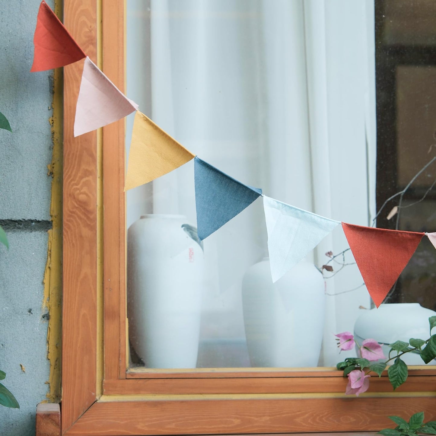 3.9ft Half Circle Banner - Pastel Cotton Pennants for Kids Tent, Nursery & Birthday Party Decor Pastel Pennant Banner | Single Sided Hanging Banners (Set of 2)