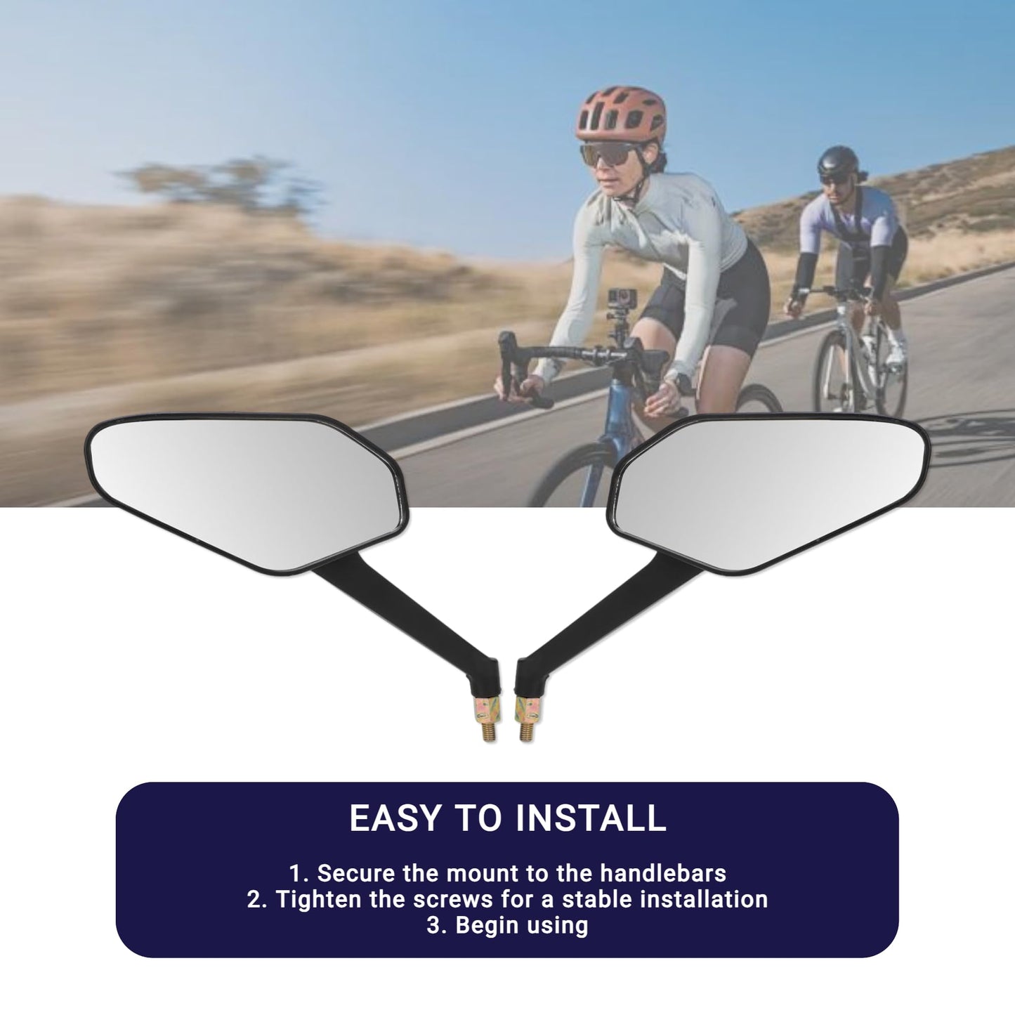 2pcs Bike Mirror Handlebar Mount, Scratch Resistant Glass Lens, 360 Degree Ajustable Safe Rearview Mirror for Mountain City Road Bikes Electric Bikes Scooter